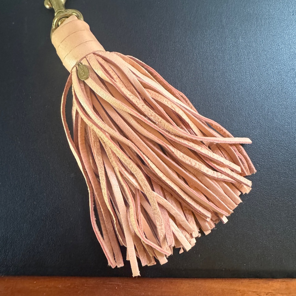 Pale Pink Clare V Leather Tassel Keychain